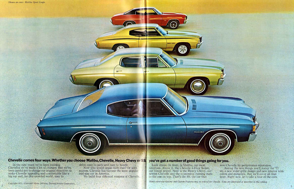 V8 CHEVROLET CHEVELLE orig 1972 USA Mkt Sales Brochure Catalog 