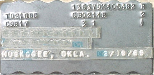 1969 Chevelle Protect-O-Plate (POP)