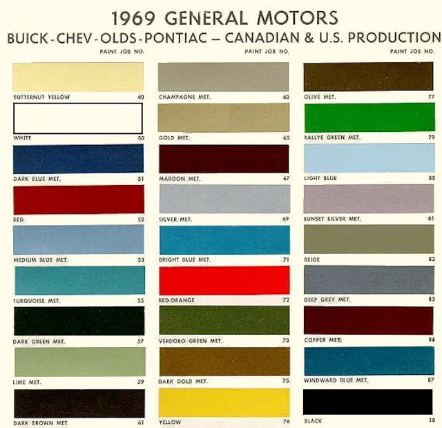 1969 Chevelle Paint Codes - 70 Chevy Truck Paint Colors