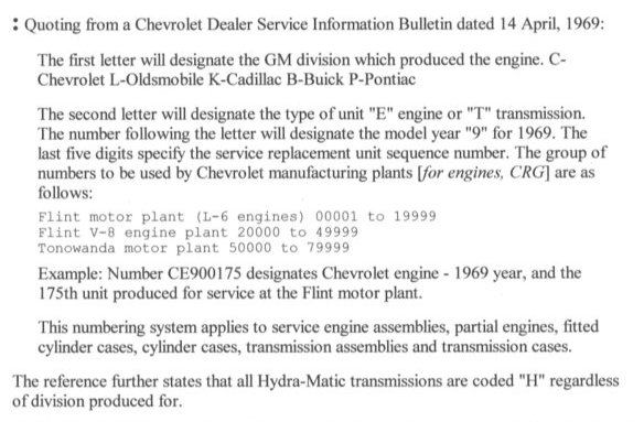 Chevy Engine Decoder Chart